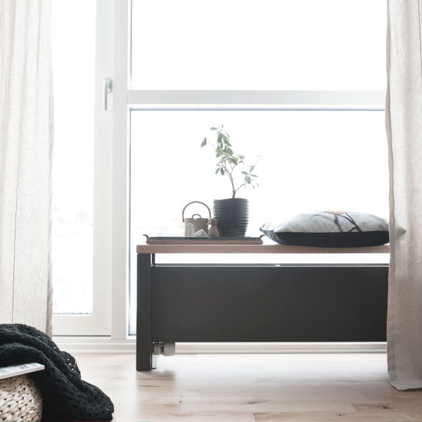 integral bench radiator in bedroom